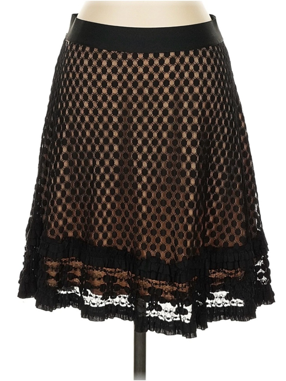Max Studio Black Lace Overlay A-Line Skirt